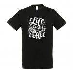 Marškinėliai: Life begins after coffee