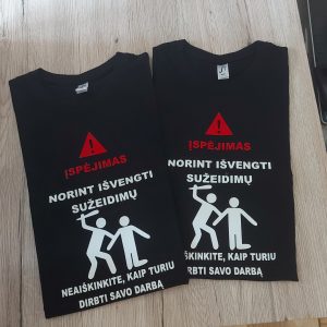 Marškinėliai: Įspėjimas- norint išvengti sužeidimų