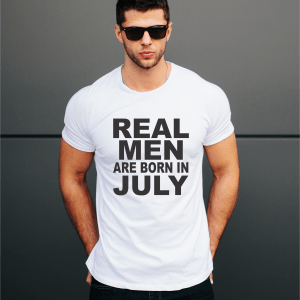 Marškinėliai: Real men are born in July