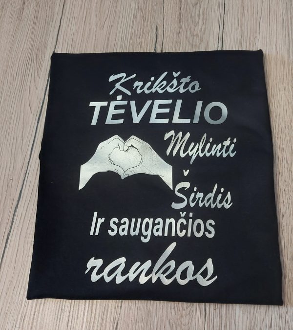 Marškinėliai: Krikšto tėvelio mylinti širdis ir saugančios rankos 