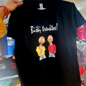 Marškinėliai moteriški įliemenuoti: Biškį trenktos dvi blondinės draugės