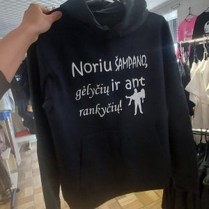Džemperis: Noriu šampano, gėlyčių ir ant rankyčių  