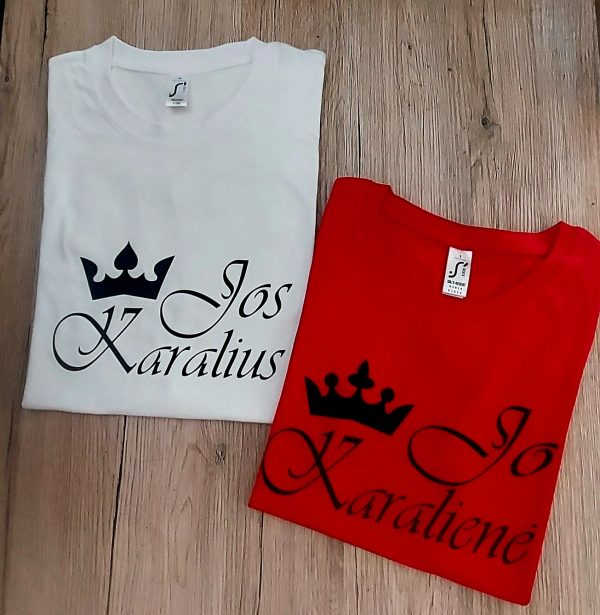 Marškinėliai porai: Jos karalius/Jo karalienė 