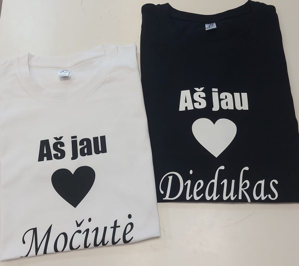 Marškinėliai porai: Aš jau diedukas/ aš jau močiutė