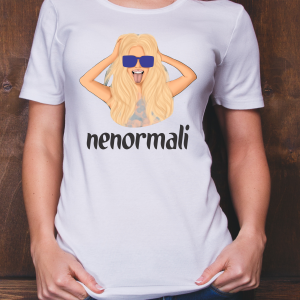 Marškinėliai: Nenormali su blondinės paveikslėliu 